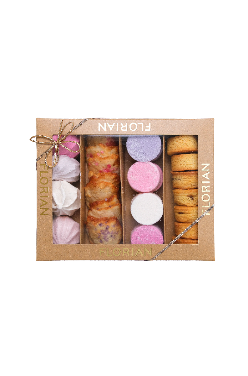 Coffret de biscuits : sablés pur beurre, meringues, tuiles, guimauves - Fabrication artisanale - Confiserie Florian