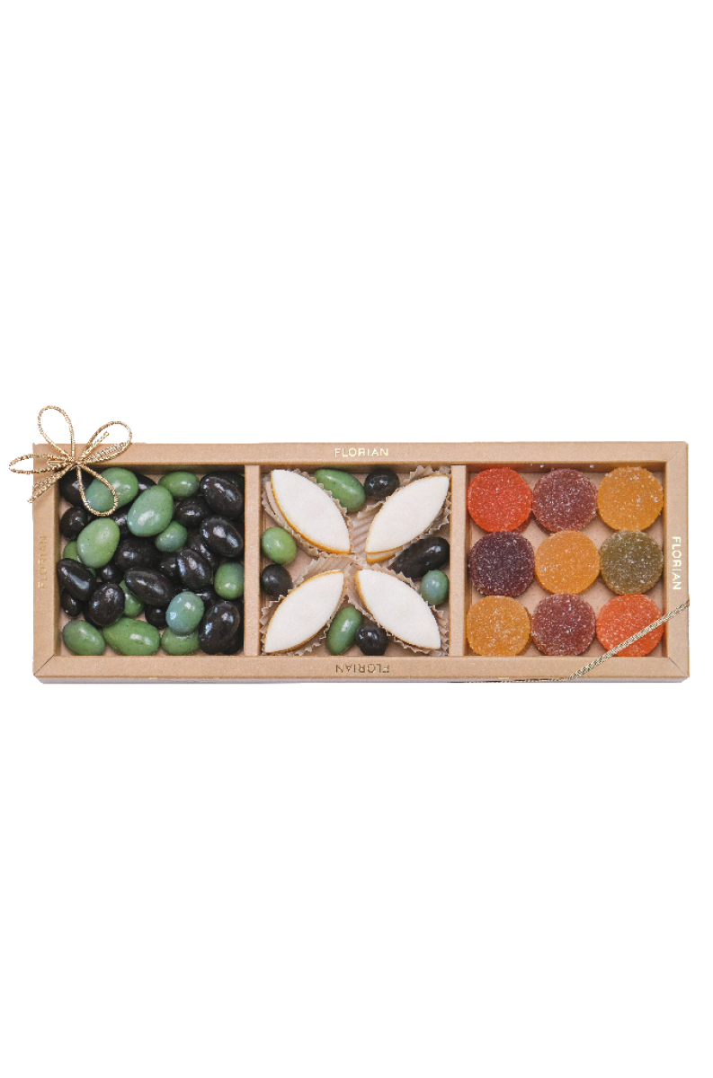 Trio de Provence - Calissons d'Aix - Pâtes de fruits - olives en chocolat - Confiserie Florian