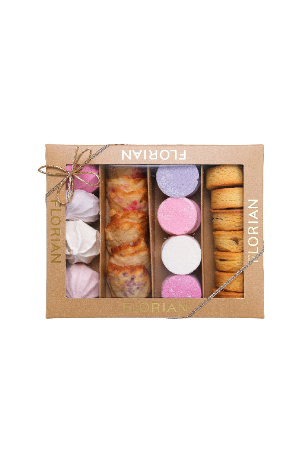 Coffret de biscuits : sablés pur beurre, meringues, tuiles, guimauves - Fabrication artisanale - Confiserie Florian