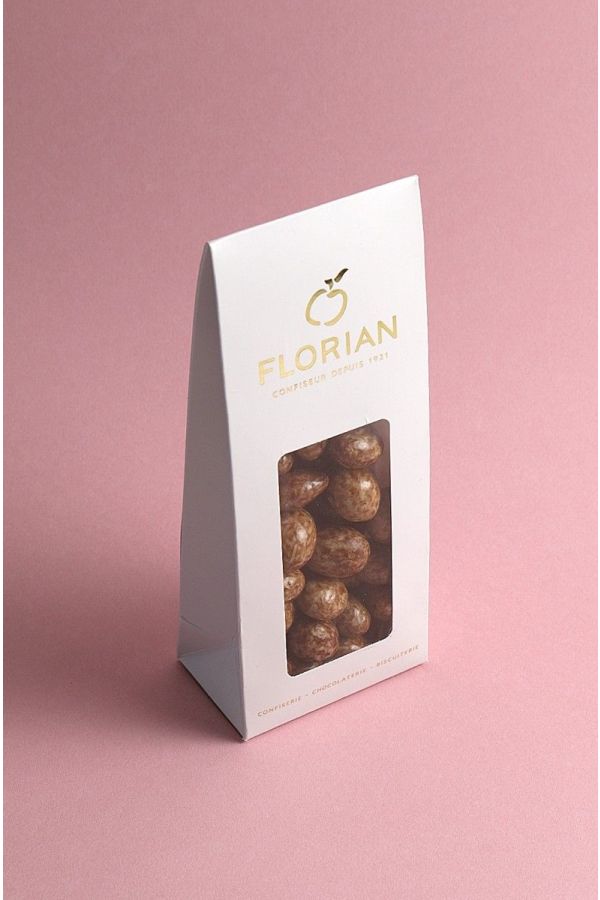 Amandes lait caramel et fleur de sel en étui - Confiserie Florian