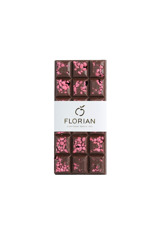Tablette de chocolat noir à la rose - Confiserie Florian