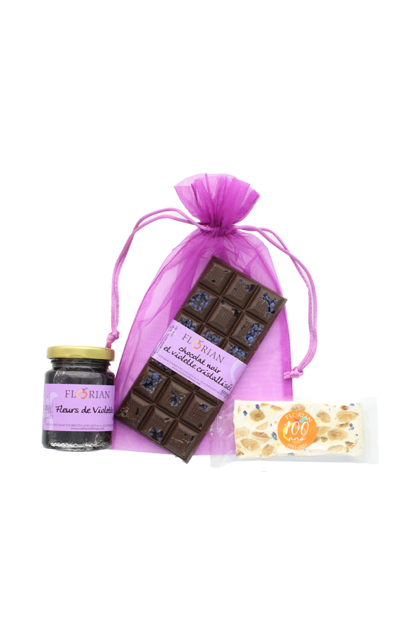 Trilogie de gourmandises à la violette - chocolat à la violette - confit de violette - Confiserie Florian