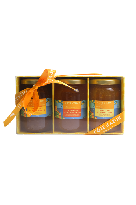 Coffret Cadeau des confitures (Cassis, Orange Sanguine et Promenade  Bucolique)