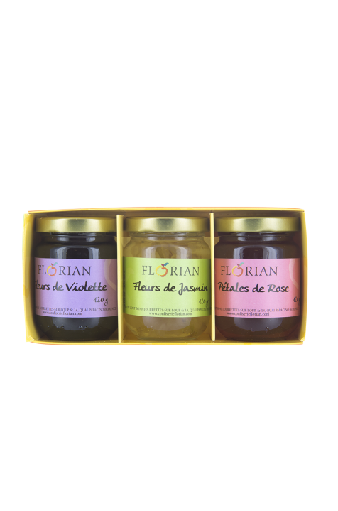 Coffret de 3 pots de confits de fleurs 120g