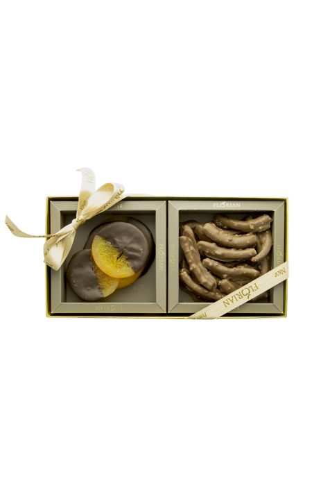 coffret cadeau duo orangette au chocolat et tranche d'orange au chocolat