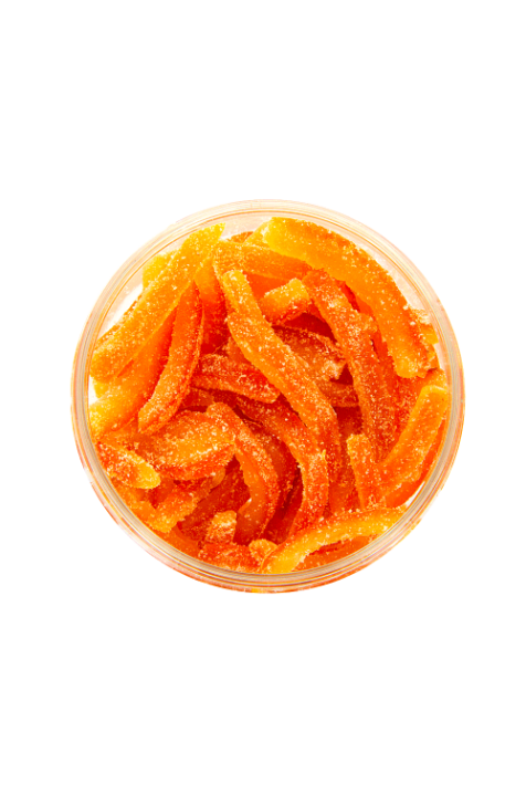 Lamelles d'écorce d'orange au sucre
