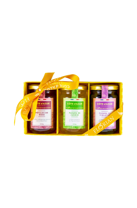 coffret de 3 confits de fleurs ligne Côte d'Azur France