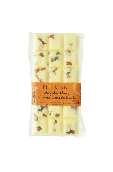 Tablette de chocolat blanc aux fruits confits