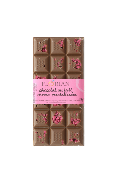Tablette de chocolat au lait à la rose