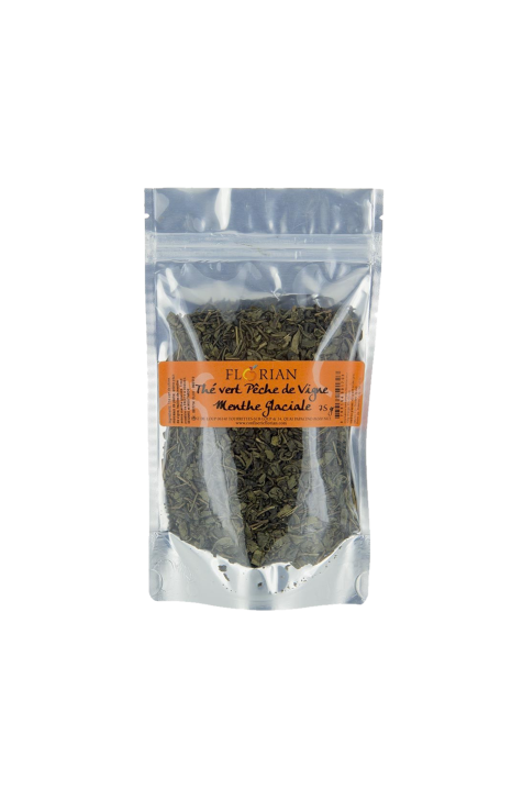 Thé vert aromatisé menthe glacée pêche de vigne