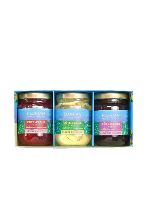Coffret de 3 confitures de fleurs - Côte d'Azur France - Confiserie Florian