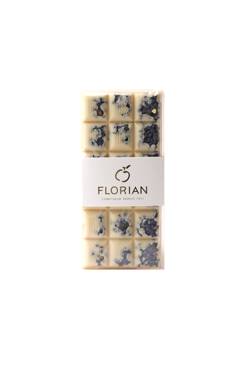 Tablette de chocolat blanc et violette cristallisée - Confiserie Florian