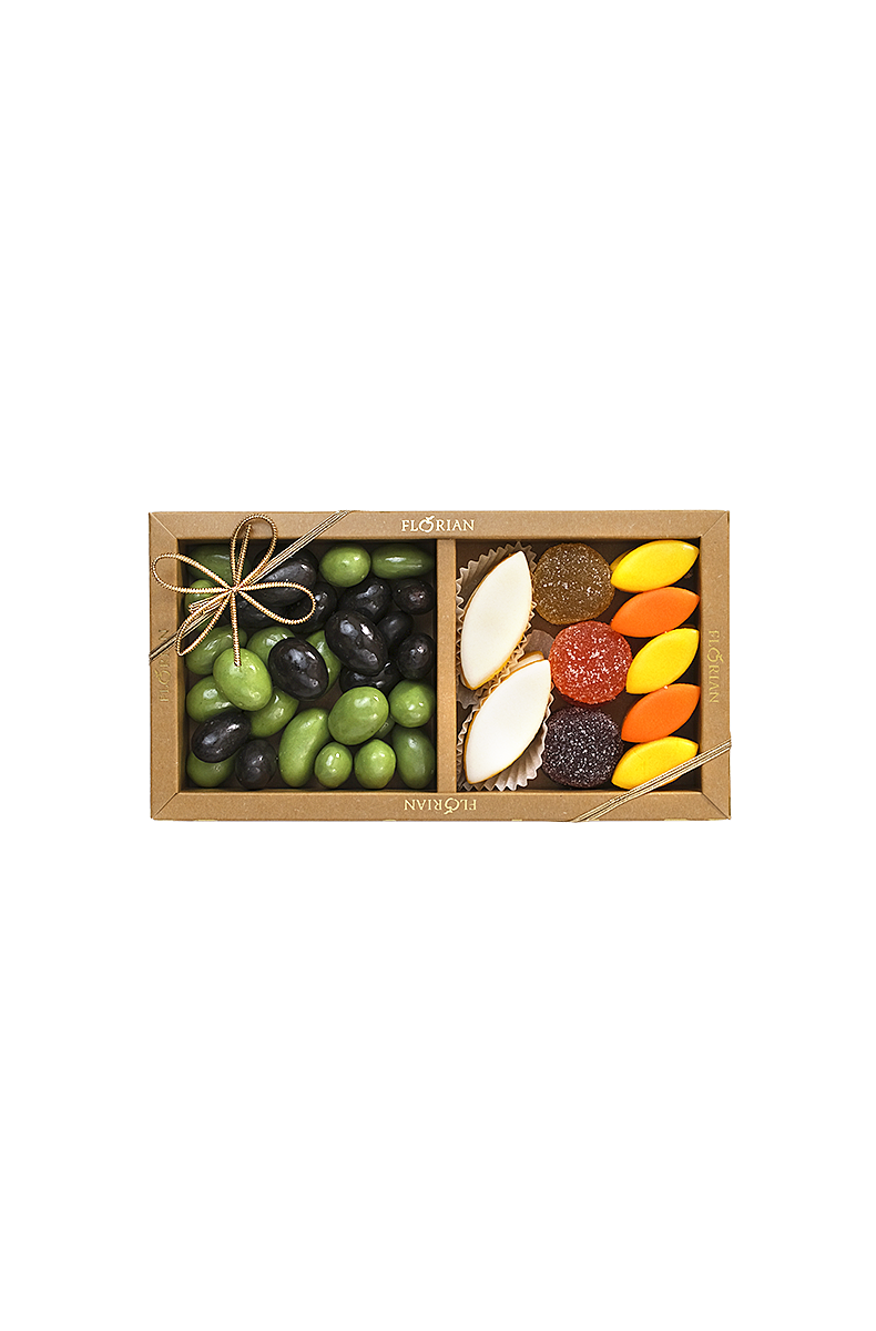 Duo Côte d'Azur : calissons, pâtes de fruits, olives en chocolat, calissons aux agrumes - Confiserie Florian