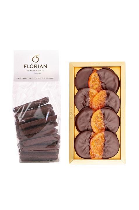 Orangettes au chocolat et tranches d'orange au chocolat - Confiserie Florian