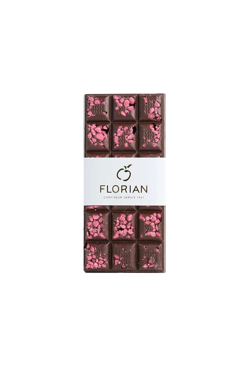 Tablette de chocolat noir à la rose - Confiserie Florian