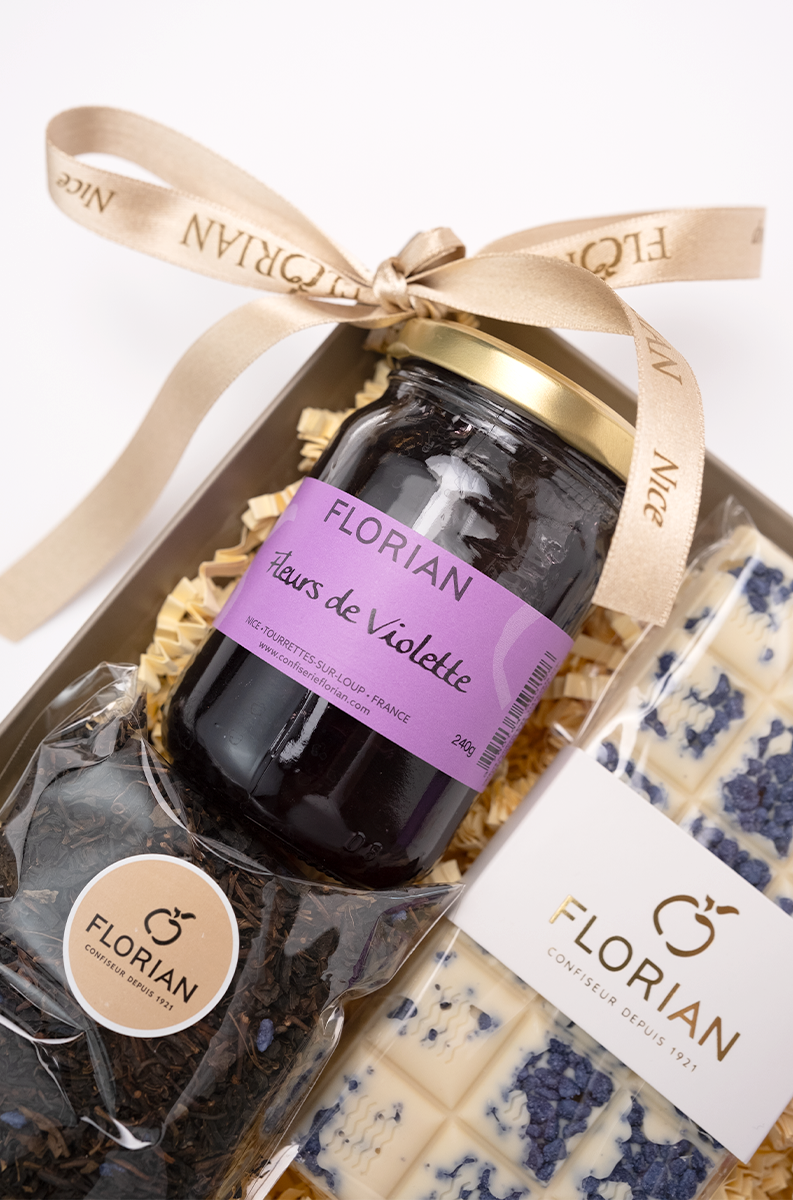 Panier original à la violette - Confiserie Florian