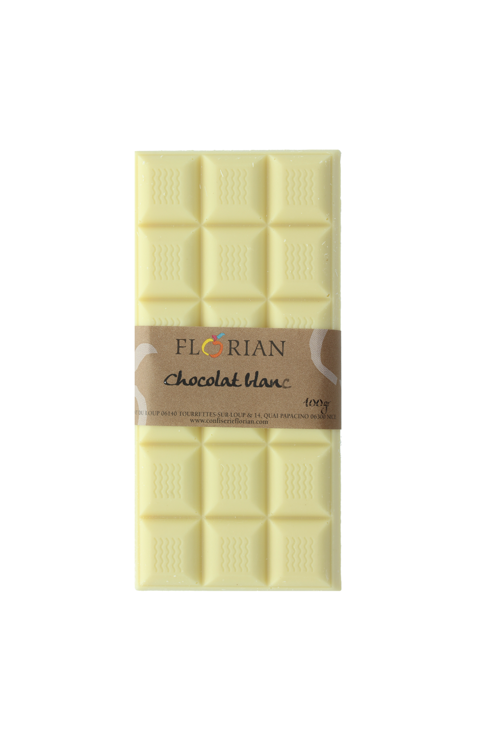 Tablette de chocolat blanc - Confiserie Florian